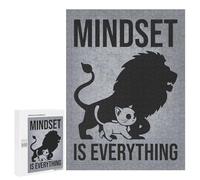 500 PCS Puzzle pour Adolescents Mindset is Everything Lion Cat - Gym, Hustle, Success, Motivational Puzzle pour Adultes Jeux Amusants Décoration Intérieure Activités Amusantes À La Maison, 500 PCS