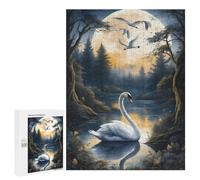500 PCS Puzzle pour Adolescents Moonlit Swan Lake Puzzles pour Adolescents, Jouets Anti-Stress, Passe-Temps, Défi Éducatif