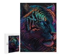 500 PCS Puzzle pour Adolescents Neon Tiger Art Print Puzzles pour Adultes - Défi Difficile - Activités Amusantes À La Maison pour Les Jeux 500 PCS