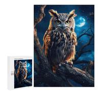 500 PCS Puzzle pour Adolescents Owl in The Woods at Night Puzzles pour Adultes Jeu Manuel Assemblage De Motifs Cadeaux Uniques pour Anniversaire Et Noël 500 PCS