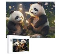 500 PCS Puzzle pour Adolescents Panda Paradise A Whimsical Garden Adventure Puzzles pour Adolescents, Jouets Anti-Stress, Passe-Temps, Défi Éducatif