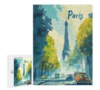500 PCS Puzzle pour Adolescents Paris Eiffel Tower Street Scene Puzzle Adulte, Jouet, Décoration Murale, Course De Vitesse Manuelle, Cadeaux Uniques pour Anniversaire Et Noël 500 PCS