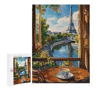 500 PCS Puzzle pour Adolescents Parisian View with Coffee Cup Puzzle Adulte, Jouet, Décoration Murale, Course De Vitesse Manuelle, Cadeaux Uniques pour Anniversaire Et Noël 500 PCS