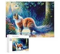 500 PCS Puzzle pour Adolescents Rainbow Cat Garden Fantasy Puzzles pour Adolescents, Jouets Anti-Stress, Passe-Temps, Défi Éducatif