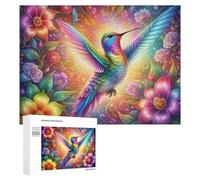 500 PCS Puzzle pour Adolescents Rainbow Hummingbird Garden Puzzles pour Adolescents, Jouets Anti-Stress, Passe-Temps, Défi Éducatif