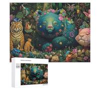 500 PCS Puzzle pour Adolescents Rainforest Animals in Colorful Artwork Puzzles pour Adolescents, Jouets Anti-Stress, Passe-Temps, Défi Éducatif