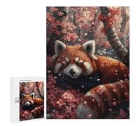 500 PCS Puzzle pour Adolescents Red Panda Sleeping Sakura Puzzle pour Adultes Jouets Anti-Stress Analyse Et Logique Interaction Parent-Enfant 500 PCS