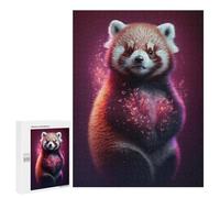 500 PCS Puzzle pour Adolescents Red Panda with Heart-Shaped Flowers Puzzles pour Adultes - Défi Difficile - Activités Amusantes À La Maison pour Les Jeux 500 PCS