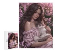 500 PCS Puzzle pour Adolescents Romantic Garden with Cat Puzzles pour Adultes : Analyse Et Logique. Chaque Pièce Est Unique - Casse-têtes pour Toute La Famille 500 PCS