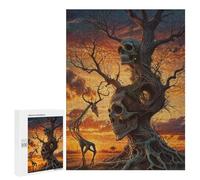 500 PCS Puzzle pour Adolescents Skull Tree and Animal Puzzle pour Adultes Jouets Anti-Stress Analyse Et Logique Interaction Parent-Enfant 500 PCS
