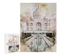 500 PCS Puzzle pour Adolescents Taj Mahal in Watercolor Puzzles pour Adultes Jeu Manuel Assemblage De Motifs Cadeaux Uniques pour Anniversaire Et Noël 500 PCS