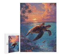 500 PCS Puzzle pour Adolescents Tropical Sunset Sea Turtles Puzzles pour Adultes : Analyse Et Logique. Chaque Pièce Est Unique - Casse-têtes pour Toute La Famille 500 PCS