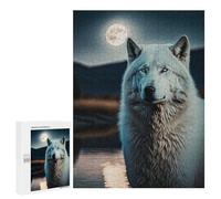 500 PCS Puzzle pour Adolescents White Wolf and The Moon Puzzles pour Adultes Jeu Manuel Assemblage De Motifs Cadeaux Uniques pour Anniversaire Et Noël 500 PCS