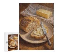 500 PCS, Puzzle pour Adultes Au Motif Rustic Sourdough Bread and Butter Still Life, comme Projet Stimulant pour Les Joueurs Expérimentés, À La Maison