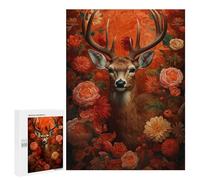 500 PCS Puzzle pour Adultes Autumnal Deer Floral Artwork Puzzles pour Adolescents - Passe-Temps À La Maison - Jeu Éducatif Familial Stimulant À Compléter 500 PCS