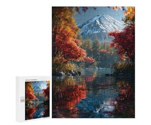 500 PCS Puzzle pour Adultes Autumnal Serenity with Snow-Capped Mountain Puzzles pour Adolescents - Passe-Temps À La Maison - Jeu Éducatif Familial Stimulant À Compléter 500 PCS