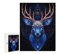 500 PCS Puzzle pour Adultes Blue Deer with Geometric Puzzle pour Adolescents : Améliore La Mémoire, Activités Ludiques À La Maison, Cadeaux Anti-Stress 500 PCS