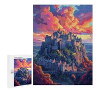 500 PCS Puzzle pour Adultes Castle on A Hill with Vibrant Sky Puzzle pour Adolescents : Améliore La Mémoire. Chaque Pièce Est Unique - Jouets Éducatifs d'apprentissage 500 PCS