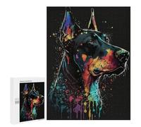 500 PCS Puzzle pour Adultes Colorful Doberman Art Print Puzzle pour Adolescents : Améliore La Mémoire. Chaque Pièce Est Unique - Jouets Éducatifs d'apprentissage 500 PCS