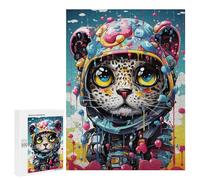 500 PCS Puzzle pour Adultes Colorful Leopard Astronaut Artwork Puzzle pour Adolescents : Améliore La Mémoire. Chaque Pièce Est Unique - Jouets Éducatifs d'apprentissage 500 PCS
