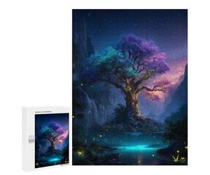 500 PCS Puzzle pour Adultes Enchanted Forest Glowing Tree Puzzles pour Adultes Améliorent La Mémoire Liste De Souhaits avec Le Père Noël Cadeaux Anti-Stress 500 PCS