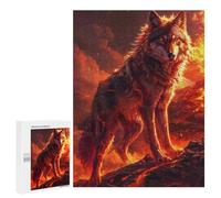 500 PCS Puzzle pour Adultes Flaming Wolf Artwork Puzzle pour Adolescents : Améliore La Mémoire. Chaque Pièce Est Unique - Jouets Éducatifs d'apprentissage 500 PCS