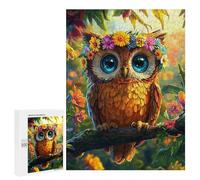 500 PCS Puzzle pour Adultes Floral Crowned Owl Art Print Puzzles pour Adolescents - Passe-Temps À La Maison - Jeu Éducatif Familial Stimulant À Compléter 500 PCS
