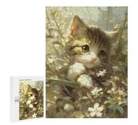500 PCS Puzzle pour Adultes Floral Kitten Paradise Puzzles pour Adolescents - Passe-Temps À La Maison - Jeu Éducatif Familial Stimulant À Compléter 500 PCS