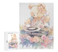 500 PCS Puzzle pour Adultes Floral Teddy Bear DJ Set Puzzle pour Adolescents : Améliore La Mémoire. Chaque Pièce Est Unique - Jouets Éducatifs d'apprentissage 500 PCS