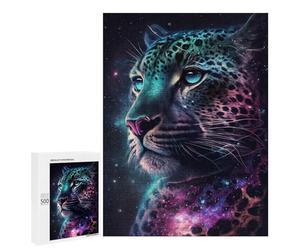 500 PCS Puzzle pour Adultes Galactic Leopard Portrait-18 Puzzles pour Adolescents - Passe-Temps À La Maison - Jeu Éducatif Familial Stimulant À Compléter 500 PCS