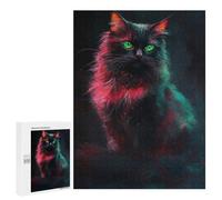 500 PCS Puzzle pour Adultes Glowing Neon Cat Art Print-9 Puzzles pour Adultes Améliorent La Mémoire Liste De Souhaits avec Le Père Noël Cadeaux Anti-Stress 500 PCS