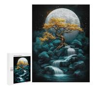 500 PCS Puzzle pour Adultes Golden Tree Moonlit Falls Puzzles pour Adolescents - Passe-Temps À La Maison - Jeu Éducatif Familial Stimulant À Compléter 500 PCS