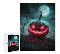 500 PCS Puzzle pour Adultes Halloween Pumpkin with Full Moon Puzzle pour Adolescents : Améliore La Mémoire. Chaque Pièce Est Unique - Jouets Éducatifs d'apprentissage 500 PCS