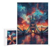 500 PCS Puzzle pour Adultes London Bridge Sunset Puzzle pour Adolescents : Améliore La Mémoire. Chaque Pièce Est Unique - Jouets Éducatifs d'apprentissage 500 PCS