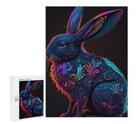 500 PCS Puzzle pour Adultes Neon Rabbit Art Print Puzzles pour Adolescents - Passe-Temps À La Maison - Jeu Éducatif Familial Stimulant À Compléter 500 PCS