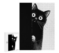 500 PCS Puzzle pour Adultes Peeking Black Cat Illustration Puzzle pour Adolescents : Améliore La Mémoire, Activités Ludiques À La Maison, Cadeaux Anti-Stress 500 PCS