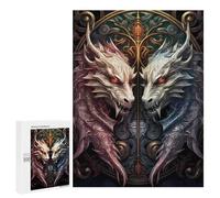 500 PCS Puzzle pour Adultes Red and Blue Dragons Puzzle pour Adultes Jeux Relaxants Cadeau d'anniversaire Cadeaux Uniques pour Un Anniversaire Ou Noël 500 PCS