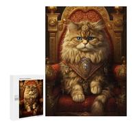 500 PCS Puzzle pour Adultes Royal Persian Cat Throne Puzzle pour Adolescents : Améliore La Mémoire. Chaque Pièce Est Unique - Jouets Éducatifs d'apprentissage 500 PCS
