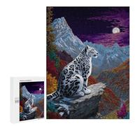 500 PCS Puzzle pour Adultes Snow Leopard Moonlit Mountain Puzzle pour Adolescents : Améliore La Mémoire. Chaque Pièce Est Unique - Jouets Éducatifs d'apprentissage 500 PCS