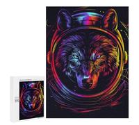 500 PCS Puzzle pour Adultes Wolf Astronaut Helmet Art Print Puzzles pour Adolescents - Passe-Temps À La Maison - Jeu Éducatif Familial Stimulant À Compléter 500 PCS