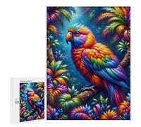 500 PCS Puzzles A Vivid Image of A Tropical Bird with Neon Plumage, Set within A Dense Rainforest. The Bir Puzzles Pour Adultes Jouets Anti-stress Vacances À La Maison Passer Le Temps Interaction Pare