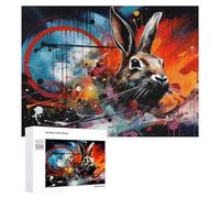 500 PCS Puzzles Abstract Rabbit Wall Art Puzzles pour Adultes Jeux Amusants Décoration Parfaite Cadeaux Uniques pour Anniversaire Et Noël 500 PCS