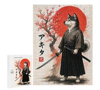 500 PCS Puzzles American Akita Samurai Puzzles pour Adultes Jeux Amusants Décoration Parfaite Cadeaux Uniques pour Anniversaire Et Noël 500 PCS