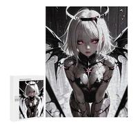 500 PCS Puzzles Anime Girl with Dark Angel Wings Puzzles pour Adolescents Découpe De Précision Activités Amusantes À La Maison Jeu Stimulant Et Jeux en Famille 500 PCS