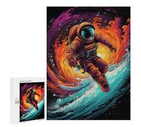 500 PCS Puzzles Astronaut Surfing Cosmic Wave Puzzles pour Adultes Améliorent La Mémoire Défi Éducatif Jouets Jeux Éducatifs 500 PCS