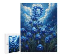 500 PCS Puzzles Blue Iris Garden Puzzles pour Adultes Améliorent La Mémoire Défi Éducatif Jouets Jeux Éducatifs 500 PCS