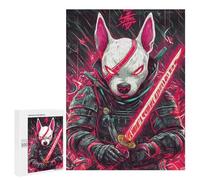 500 PCS Puzzles Bull Terrier Dog Samurai Warrior Puzzles pour Adultes Jeux Amusants Décoration Parfaite Cadeaux Uniques pour Anniversaire Et Noël 500 PCS
