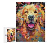 500 PCS Puzzles Colorful Abstract Dog Art Print -4 Puzzles pour Adultes Améliorent La Mémoire Défi Éducatif Jouets Jeux Éducatifs 500 PCS