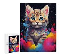 500 PCS Puzzles Colorful Painted Kitten Art Puzzles pour Adolescents : Amusants Et Humoristiques ! Chaque Pièce Est Unique - Jouets Éducatifs