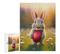 500 PCS Puzzles Easter Bunny with Red Egg Puzzles pour Adultes Jouets Anti-Stress Vacances À La Maison Passer Le Temps Interaction Parent-Enfant 500 PCS
